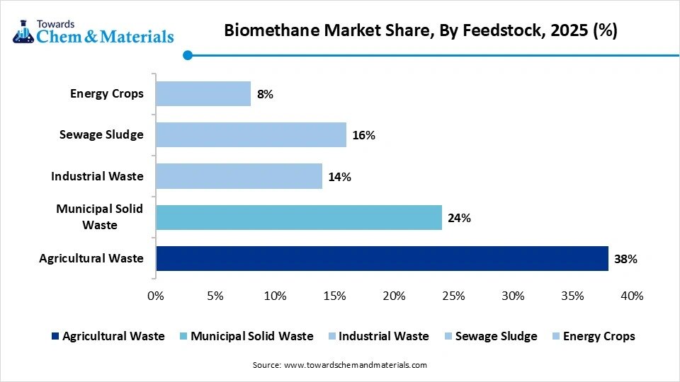 Biomethane Market Share, By Feedstock, 2025