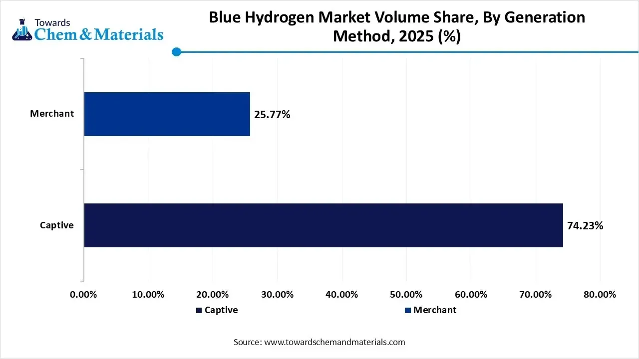 Blue Hydrogen Market Volume Share, By Generation Method, 2025 (%) Blue Hydrogen Market Volume Share, By Generation Method, 2025 (%)