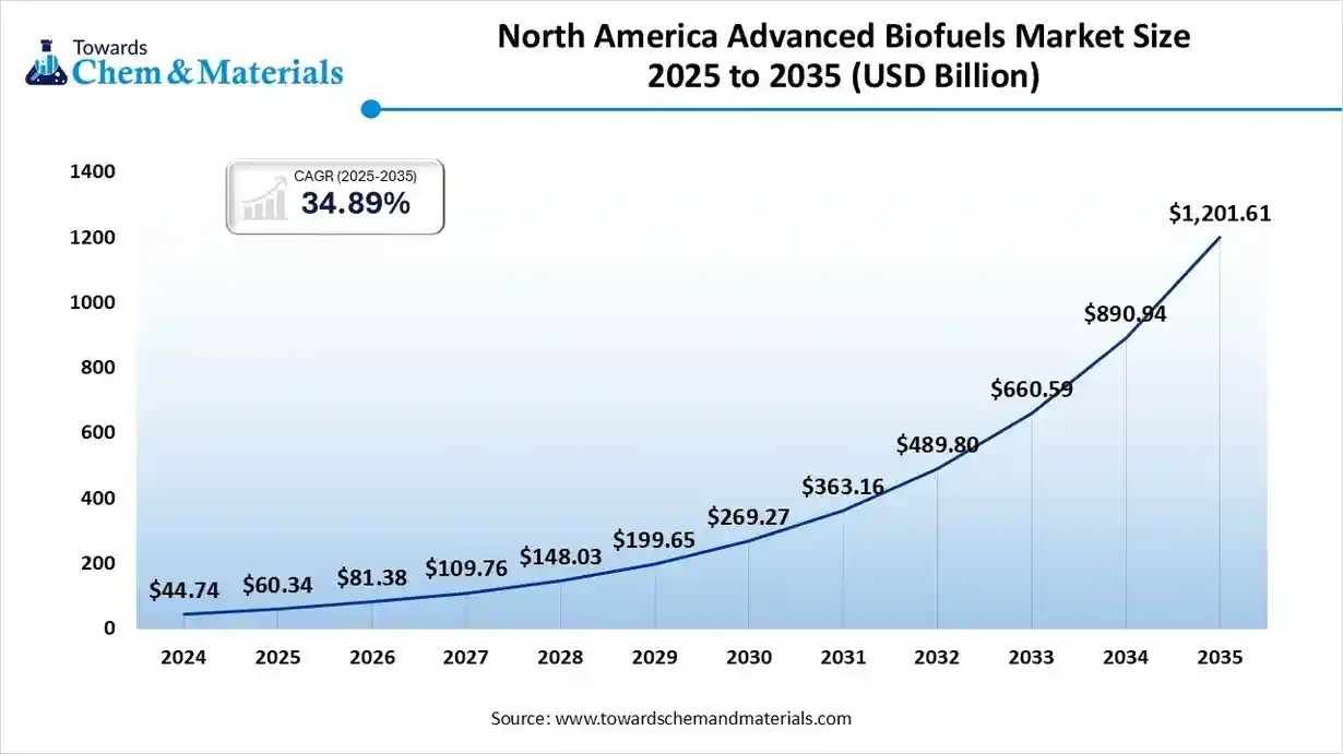 North America Advanced Biofuels Market Size 2025 to 2035 (USD Billion) North America Advanced Biofuels Market Size 2025 to 2035 (USD Billion)